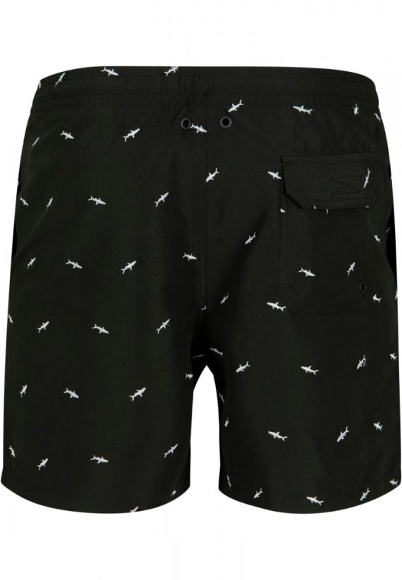Embroidery Swim Shorts - shark/black/white