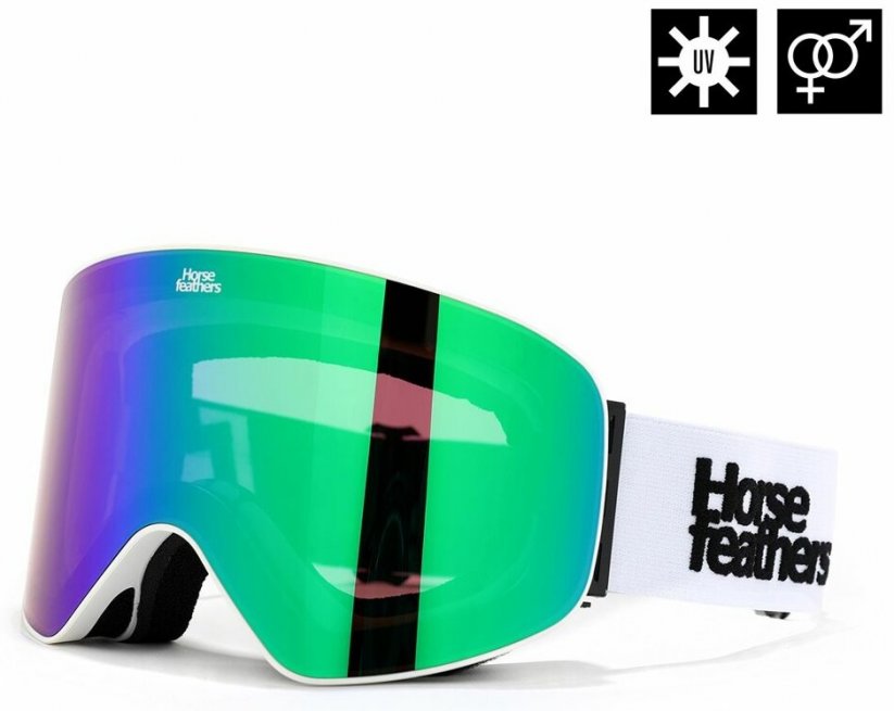 Bielo/zelené snowboardové okuliare Horsefeathers Edmond
