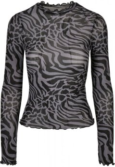Ladies AOP Mesh Turtleneck Longsleeve - asphalt/black