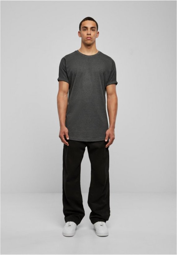 Long Shaped Turnup Tee - charcoal