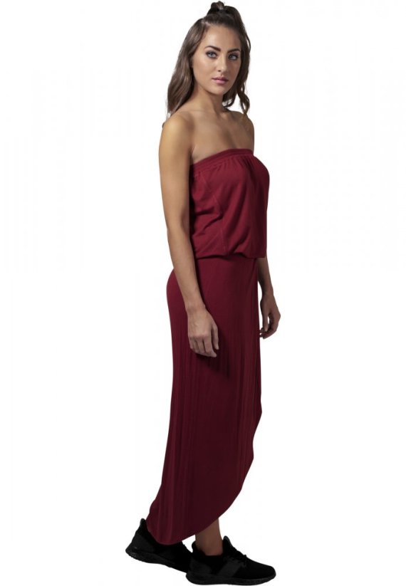 Šaty Urban Classics Ladies Viscose Bandeau Dress - burgundy