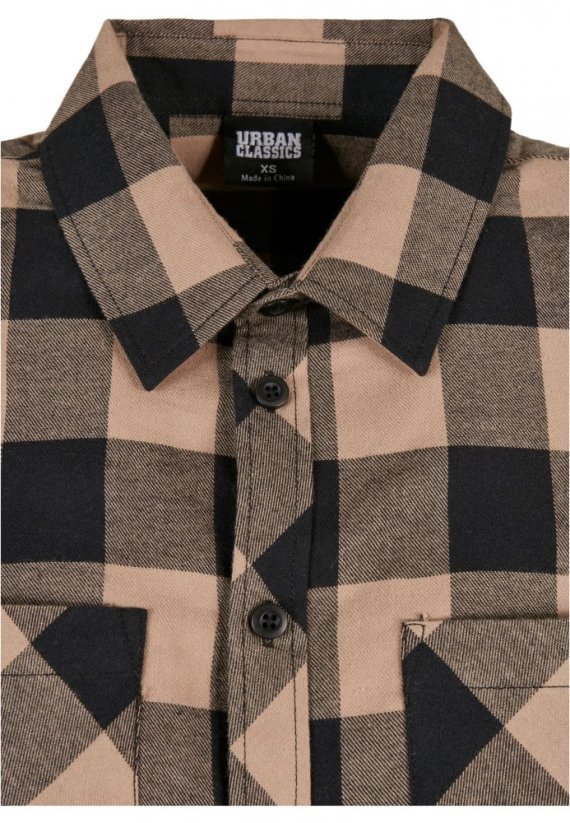 Ladies Turnup Checked Flanell Shirt - black/softtaupe