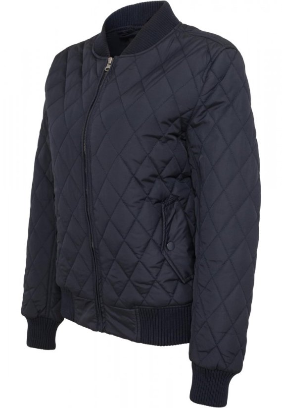 Dámská prošívaná bomber bunda Urban Classics Diamond Quilt Nylon-modrá