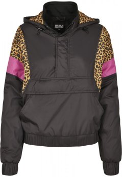 Ladies AOP Mixed Pull Over Jacket - black/leo