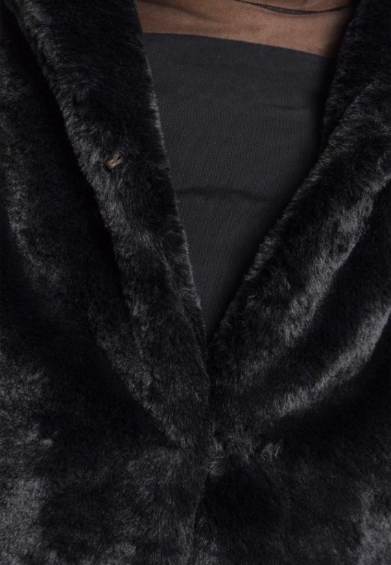 Płaszcz damski Urban Classics Hooded Teddy Coat - czarny