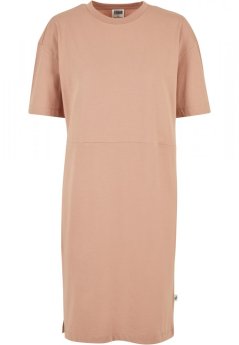 Dámské šaty Urban Classics Organic Oversized Slit Tee Dress amber