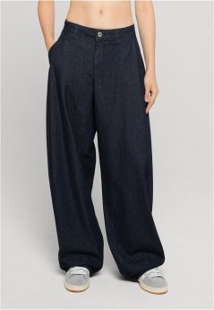 Ladies Light Denim Barrel Pants blue rinsed washed