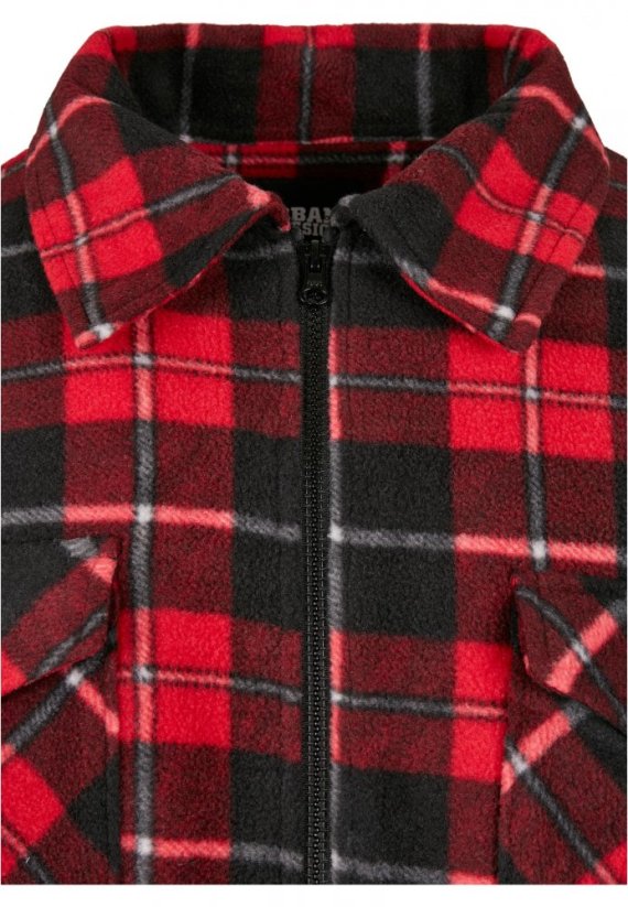 Pánská jarní bunda Urban Classics Plaid Teddy Lined - červená,černá