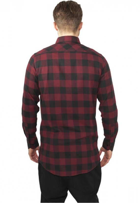 Košile Urban Classics Long Checked Flanell Shirt - blk/burgundy