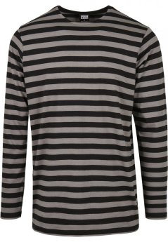 Šedo/Čierne pánske tričko s dlhým rukávom Urban Classics Regular Stripe LS