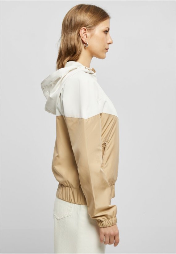 Dámská jarní/podzimní bunda Urban Classics Ladies Arrow Windbreaker - béžová,bílá