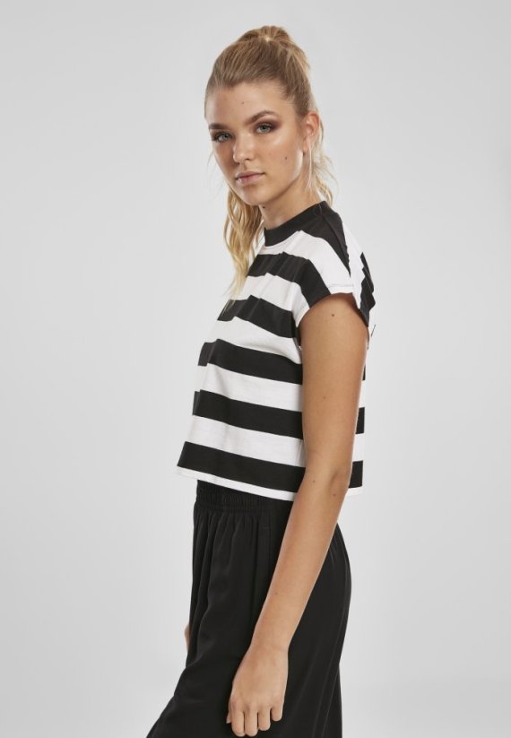Čierno/biele dámske tričko Urban Classics Stripe Short