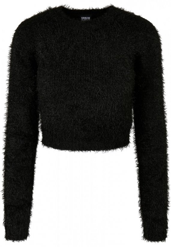 Dámsky sveter Urban Classics Cropped Feather - čierny