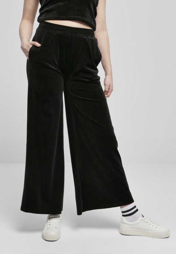 Dámske tepláky Urban Classics Ladies High Waist Straight Velvet Sweatpants - čierne