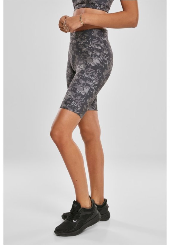 Ladies High Waist Camo Tech Cycle Shorts - dark digital camo