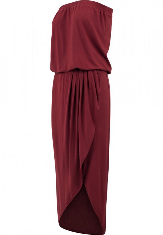 Šaty Urban Classics Ladies Viscose Bandeau Dress - burgundy