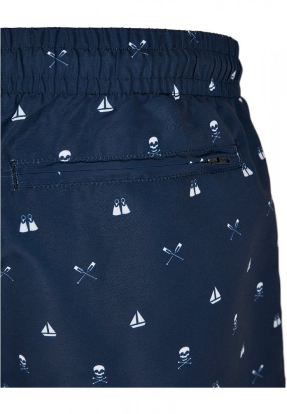 Pánske kúpacie šortky Urban Classics Pattern Swim Shorts - skullandyacht aop