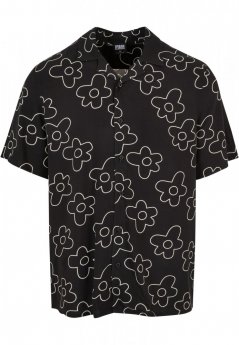 Čierna pánska košeľa Urban Classics Viscose AOP Resort Shirt