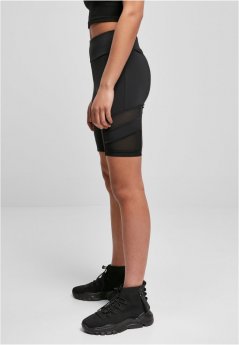 Ladies High Waist Tech Mesh Cycle Shorts - black