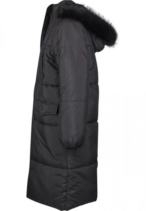 Černý dámský zimní kabát Urban Classics Oversize Faux Fur Puffer
