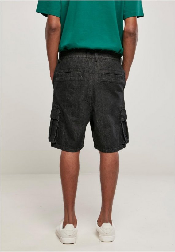 Organic Denim Cargo Shorts - black washed