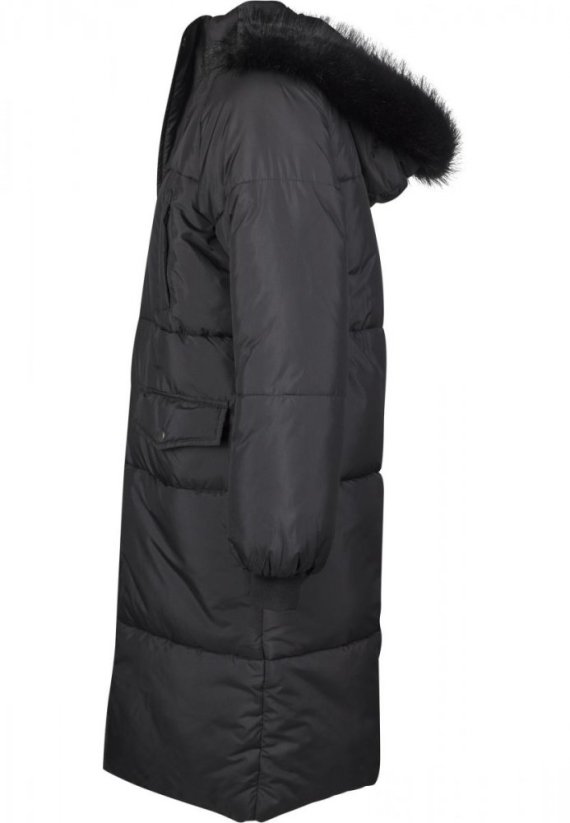 Dámsky zimný kabát Urban Classics Ladies Oversize Faux Fur Puffer Coat - čierny