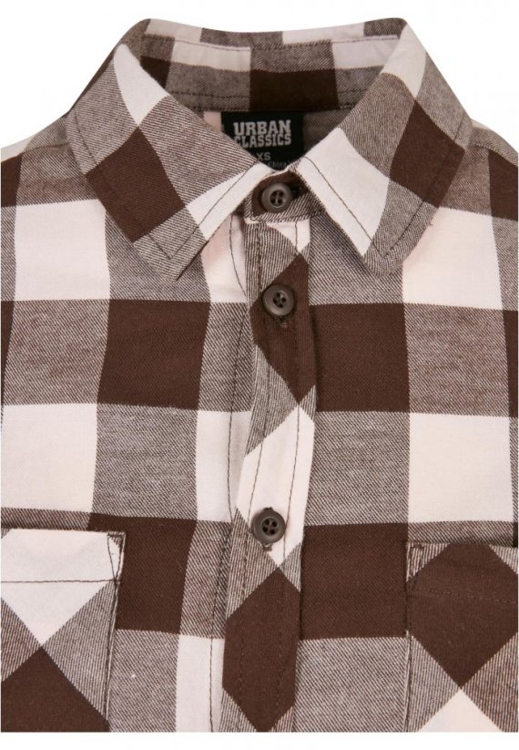 Ladies Turnup Checked Flanell Shirt - pink/brown