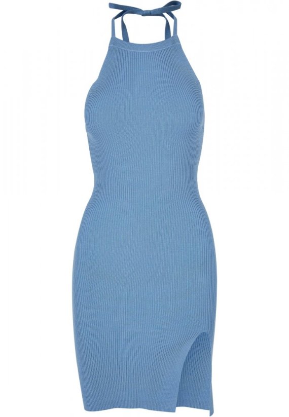 Ladies Rib Knit Neckholder Dress - horizonblue