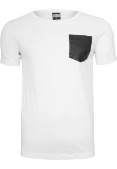 Synthetic Leather Pocket Tee wht/blk S