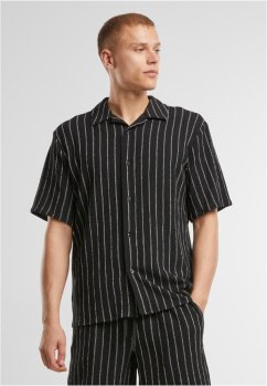 Striped Crinkle Resort Shirt offwhite/black 5XL - black/offwhite