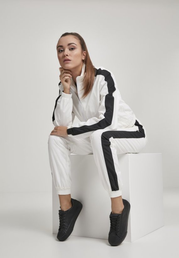 Bunda Urban Classics Ladies Short Striped Crinkle Track Jacket - white/black