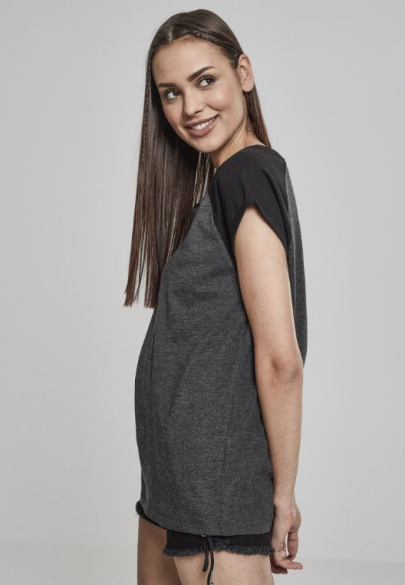 Tričko Urban Classics Ladies Contrast Raglan Tee - charcoal/black