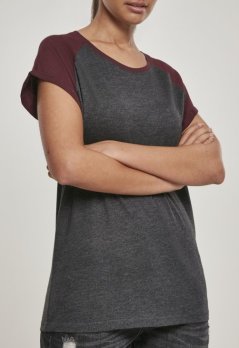 Koszulka Urban Classics Ladies Contrast Raglan Tee - charcoal/redwine