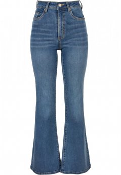 Damskie jeansy Urban Classics Ladies High Waist Flared Denim Pants - midstone washed