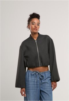 Ladies Oversized Scuba Jacket - charcoal
