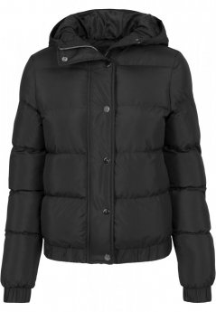 Damska kurtka zimowa Urban Classics Ladies Hooded Puffer Jacket - czarna
