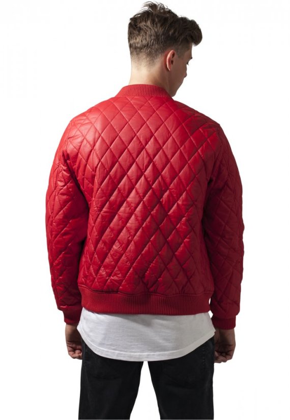 Bunda Urban Classics Diamond Quilt Leather Imitation Jacket - fire red
