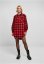 Ladies Oversized Check Flannel Shirt Dress - black/red