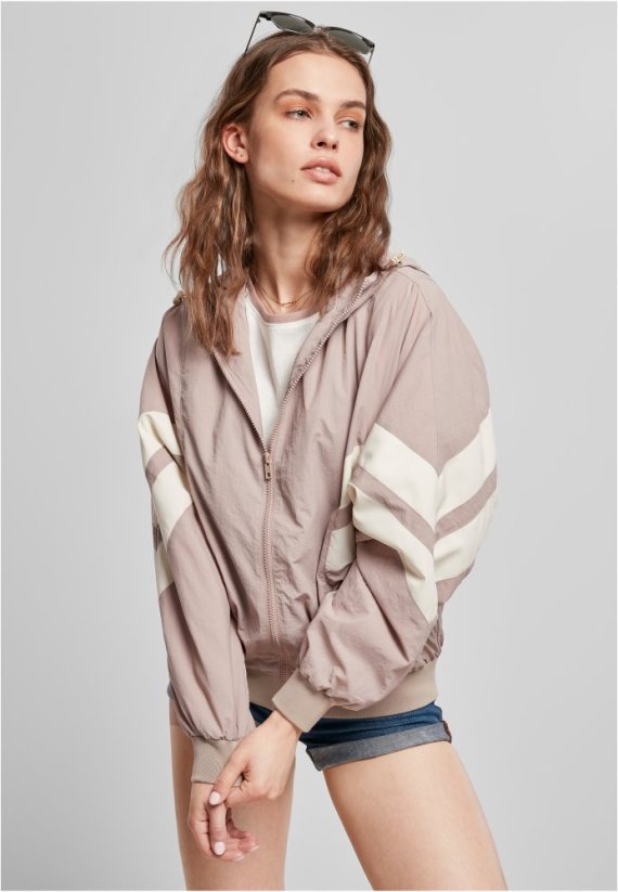 Ladies Crinkle Batwing Jacket - duskrose/whitesand