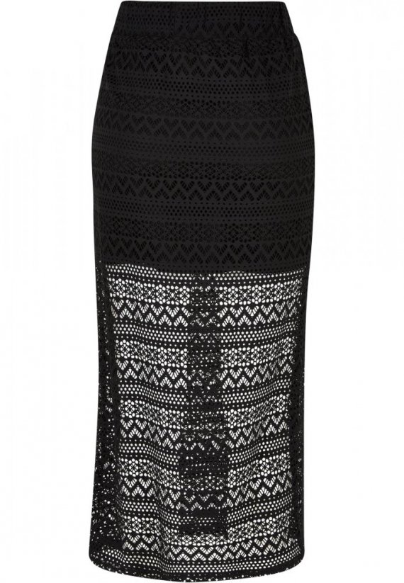Dámska sukňa Urban Classics Stretch Crochet Lace Midi - čierna