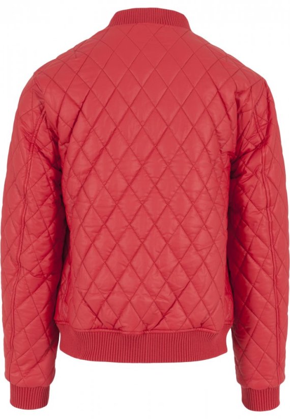 Bunda Urban Classics Diamond Quilt Leather Imitation Jacket - fire red
