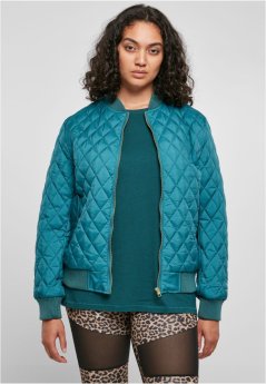 Ladies Diamond Quilt Nylon Jacket - jasper