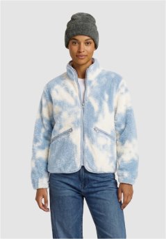 Ladies Printed Sherpa Jacket - bluetiedye