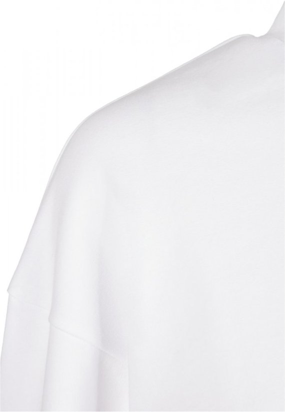Ladies Oversized High Neck Crew - white