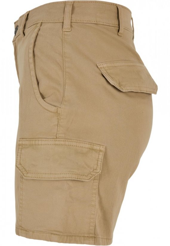 Ladies High Waist Cargo Shorts - unionbeige