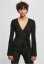 Ladies Rib Knit Wrapped Cardigan - black