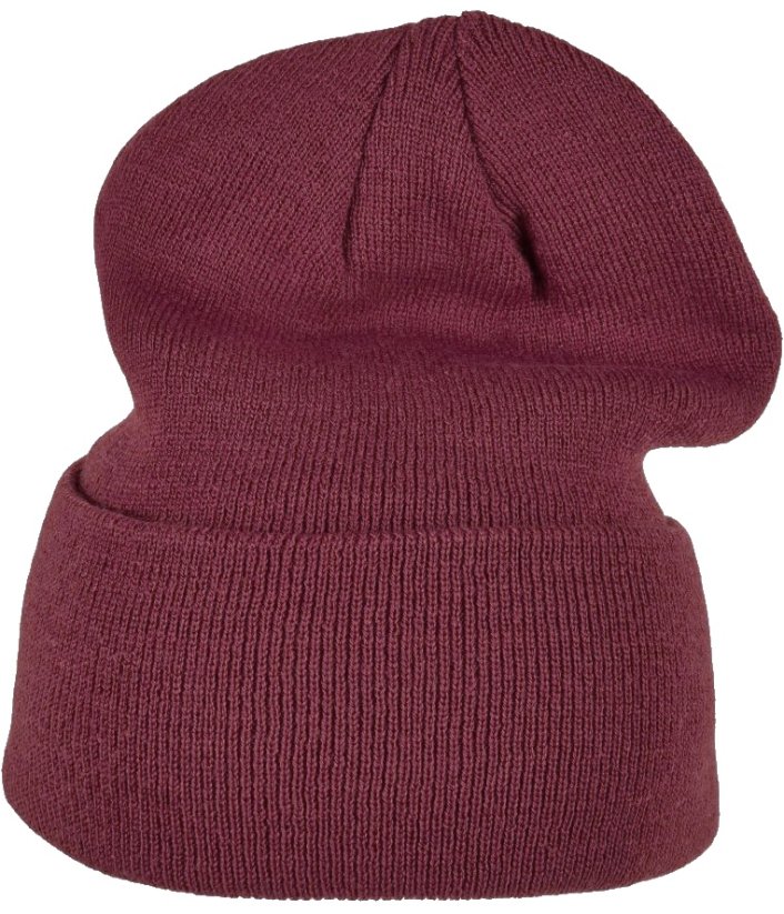 Čepice Urban Classics Leatherpatch Long Beanie - burgundy