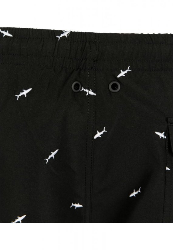 Embroidery Swim Shorts - shark/black/white