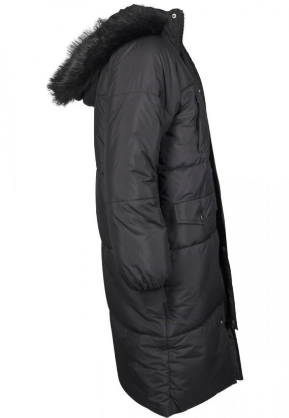 Černý dámský zimní kabát Urban Classics Oversize Faux Fur Puffer
