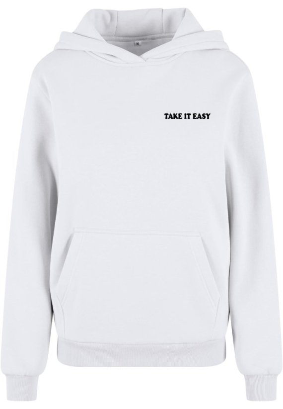 Take It Easy Flowers Ladies Fluffy Hoody white 3XL